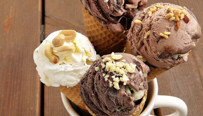 Old fashioned sweet treats hand scooped at Moo's Ice Cream Shoppe at Clear Water Harbor in Waupaca, WI