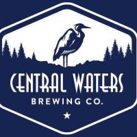 Logo for Central Waters Brewing Co. with a bird, trees, and company name in white on blue background.