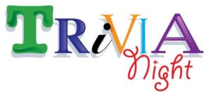Colorful, playful text reads Trivia Night in various fonts and colors on a white background.